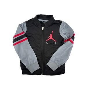 Jordan Air Toddler Boys 3T Track Jacket Black Grey Red Jumpman Zip Up